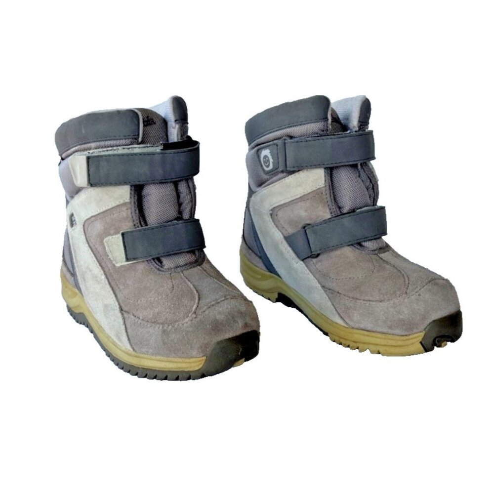 Columbia Nanuk Kids Winter Boots Brown Gray Insulated Hook & Loop Size 12 - Picture 4 of 11